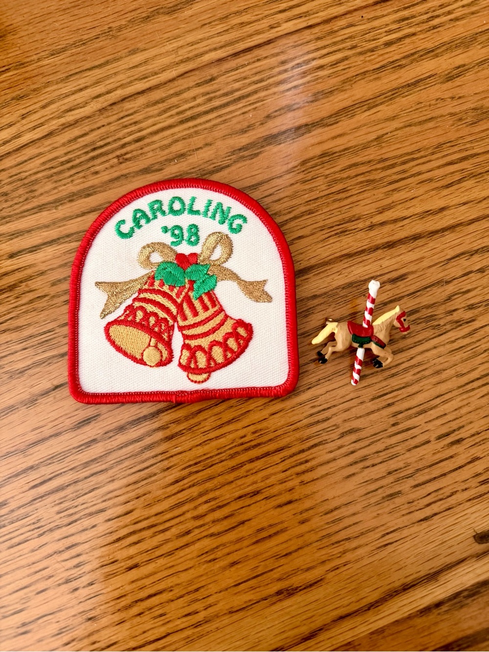 Caroling '98 Holiday Patch with Mini Carousel Horse